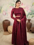 MODERN SPACE SILK SEQUENCE EMBROIDERY WORK LEHENGA CHOLI WITH DUPATTA FESTIVE WEAR WHOLESALE PRICE ETHNIC GARMENT (3)