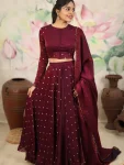 MODERN SPACE SILK SEQUENCE EMBROIDERY WORK LEHENGA CHOLI WITH DUPATTA FESTIVE WEAR WHOLESALE PRICE ETHNIC GARMENT (3)