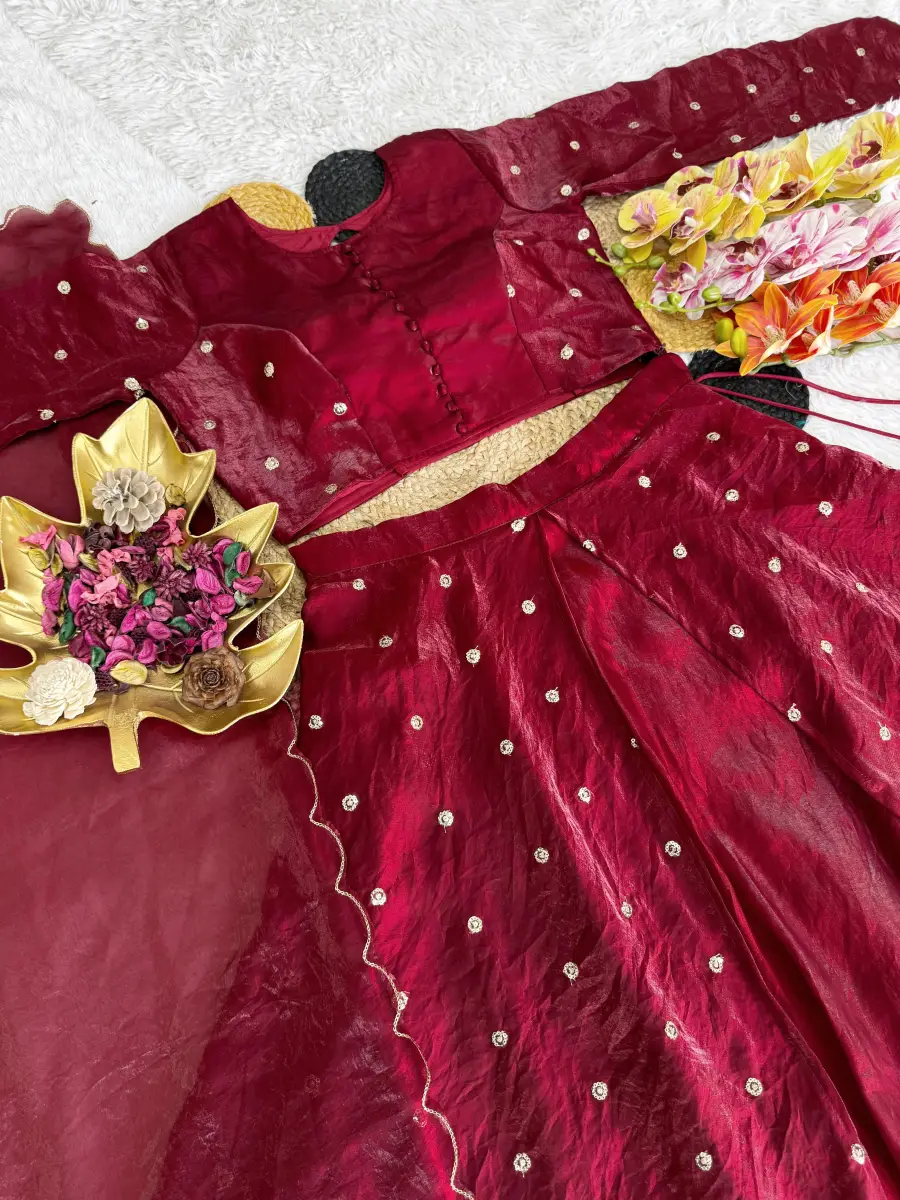 MODERN SPACE SILK SEQUENCE EMBROIDERY WORK LEHENGA CHOLI WITH DUPATTA FESTIVE WEAR WHOLESALE PRICE ETHNIC GARMENT (6)