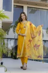 MODERN TABBY SILK EMBROIDERY WORK TOP BOTTOM WITH DUPATTA YELLOW
