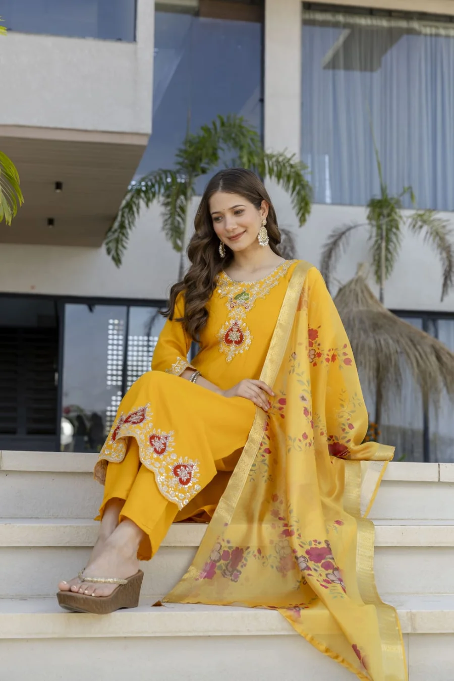 MODERN TABBY SILK EMBROIDERY WORK TOP BOTTOM WITH DUPATTA FESTIVE WEAR WHOLESALE PRICE ETHNIC GARMENT (5)