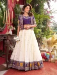MODERN VICHITRA EMBROIDERY THREAD WORK LEHNEGA CHOLI WITH KOTI PURPLE