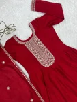 MODERN VICHITRA SILK EMBROIDERY JARI AND SEQUENCE WORK GOWN WITH DUPATTA FESTIVE WEAR WHOLESALE PRICE ETHNIC GARMENT (5)