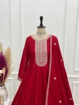 MODERN VICHITRA SILK EMBROIDERY JARI AND SEQUENCE WORK GOWN WITH DUPATTA FESTIVE WEAR WHOLESALE PRICE ETHNIC GARMENT (5)