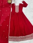 MODERN VICHITRA SILK EMBROIDERY JARI AND SEQUENCE WORK GOWN WITH DUPATTA FESTIVE WEAR WHOLESALE PRICE ETHNIC GARMENT (5)