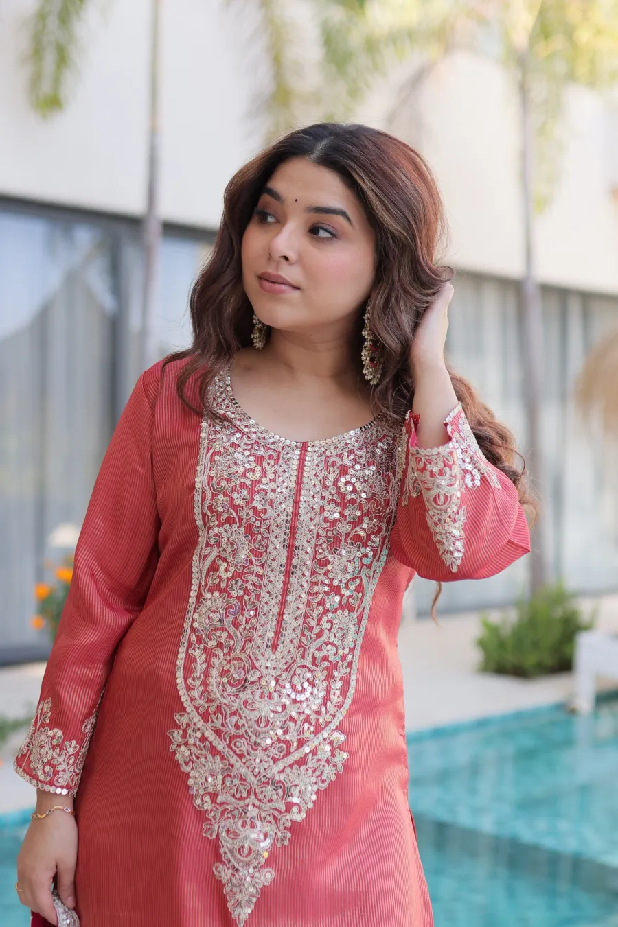 MODERN VICOSE SEQUENCE & CODING ZARI EMBROIDERY WORK TOP BOTTOM WITH BATWA SET FESTIVE WEAR WHOLESALE PRICE ETHNIC GARMENT (5)
