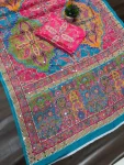MOST PICKED CHINON SILK DIGITAL PRINT WITH BEAUTIFUL MIRROR HANDWORK SAREE WITH UNSTITCHED BLOUSE PARTY WEAR WHOLESALE PRICE ETHNIC GARENT (5)
