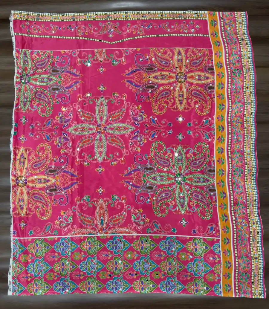 MOST PICKED CHINON SILK DIGITAL PRINT WITH BEAUTIFUL MIRROR HANDWORK SAREE WITH UNSTITCHED BLOUSE PARTY WEAR WHOLESALE PRICE ETHNIC GARENT (11)
