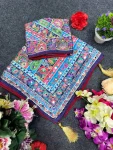 MOST PICKED CHINON SILK DIGITAL PRINT WITH BEAUTIFUL MIRROR HANDWORK SAREE WITH UNSTITCHED BLOUSE PARTY WEAR WHOLESALE PRICE ETHNIC GARMENT (4)