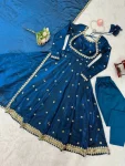 MOST PICKED FANDY SILK CODING SEQUENCE WORK GOWN BOTTOM WITH DUPATTA WEDDING WEAR WHOLESALE PRICE ETHNIC GARMENT (1)
