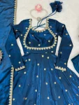 MOST PICKED FANDY SILK CODING SEQUENCE WORK GOWN BOTTOM WITH DUPATTA WEDDING WEAR WHOLESALE PRICE ETHNIC GARMENT (1)