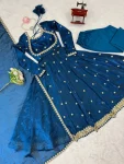 MOST PICKED FANDY SILK CODING SEQUENCE WORK GOWN BOTTOM WITH DUPATTA WEDDING WEAR WHOLESALE PRICE ETHNIC GARMENT (1)