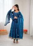 MOST PICKED FANDY SILK CODING SEQUENCE WORK GOWN BOTTOM WITH DUPATTA WEDDING WEAR WHOLESALE PRICE ETHNIC GARMENT (1)