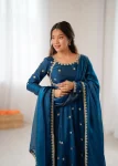 MOST PICKED FANDY SILK CODING SEQUENCE WORK GOWN BOTTOM WITH DUPATTA WEDDING WEAR WHOLESALE PRICE ETHNIC GARMENT (1)