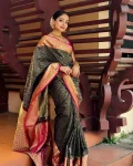 MOST PICKED LICHI SILK JACQUARD WORK SAREE WITH UNSTITCHED BLOUSE FESTIVE WEAR WHOLESALE PRICE ETHNIC GARMENT (3)