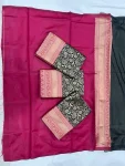 MOST PICKED LICHI SILK JACQUARD WORK SAREE WITH UNSTITCHED BLOUSE FESTIVE WEAR WHOLESALE PRICE ETHNIC GARMENT (3)