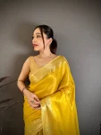 NEW ARRIVAL BANARASI TISSUE SILK WEAVING ZARI WORK SAREE WITH UNSTITCHED BLOUSE FESTIVE WEAR WHOLESALE PRICE ETHNIC GARMENT (19)