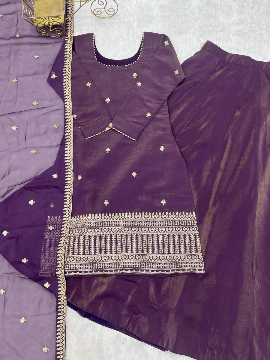 NEW ARRIVAL CHANDERI SILK FANCY EMBROIDERY SEQUENCE,DORI AND JARI WORK TOP LEHENGA WITH DUPATTA FESTIVE WEAR WHOLESALE PRICE ETHNIC GARMENT (10)