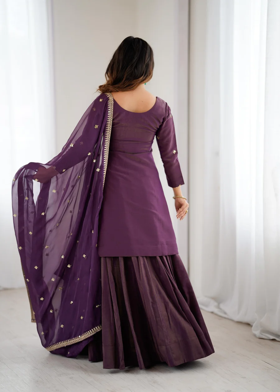 NEW ARRIVAL CHANDERI SILK FANCY EMBROIDERY SEQUENCE,DORI AND JARI WORK TOP LEHENGA WITH DUPATTA FESTIVE WEAR WHOLESALE PRICE ETHNIC GARMENT (9)