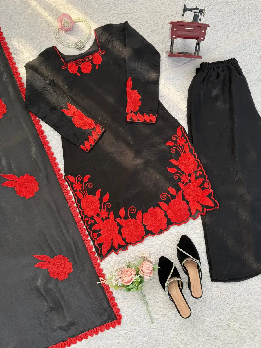 NEW ARRIVAL FENDY SILK THREAD WITH SEQUENCE WORK TOP PALAZZO WITH DUPATTA FESTIVE WEAR WHOLESALE PRICE ETHNIC GARMENT (14)