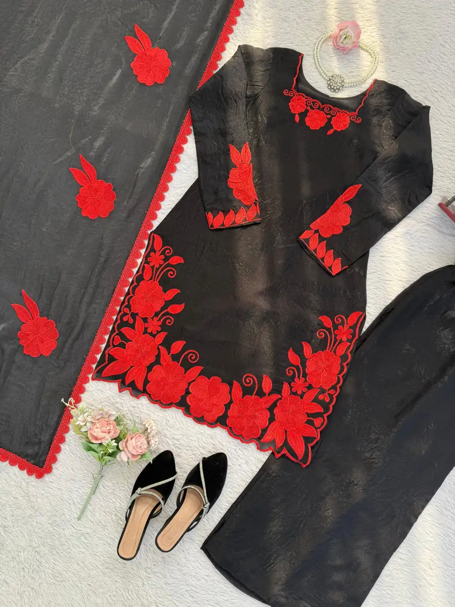 NEW ARRIVAL FENDY SILK THREAD WITH SEQUENCE WORK TOP PALAZZO WITH DUPATTA FESTIVE WEAR WHOLESALE PRICE ETHNIC GARMENT (15)