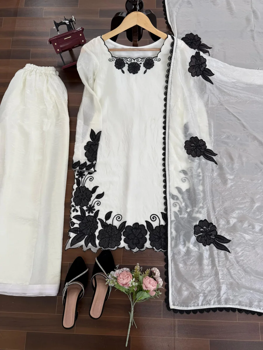 NEW ARRIVAL FENDY SILK THREAD WITH SEQUENCE WORK TOP PALAZZO WITH DUPATTA FESTIVE WEAR WHOLESALE PRICE ETHNIC GARMENT (6)