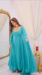 NEW ARRIVAL GEORGETTE EMBROIDERY BEADS WORK GOWN BOTTOM WITH DUPATTA WEDDING WAR WHOLESALE PRICE ETHNIC GARMENT (3)