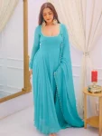NEW ARRIVAL GEORGETTE EMBROIDERY BEADS WORK GOWN BOTTOM WITH DUPATTA WEDDING WAR WHOLESALE PRICE ETHNIC GARMENT (3)