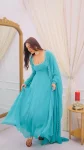NEW ARRIVAL GEORGETTE EMBROIDERY BEADS WORK GOWN BOTTOM WITH DUPATTA WEDDING WAR WHOLESALE PRICE ETHNIC GARMENT (3)