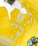 NEW ARRIVAL GEORGETTE EMBROIDERY SEQUENCE WORK TOP PALAZZO WITH DUPATTA FESTIVE WEAR WHOLESALE PRICE ETHNIC GARMENT (6)