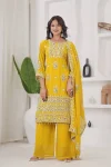NEW ARRIVAL GEORGETTE EMBROIDERY SEQUENCE WORK TOP PALAZZO WITH DUPATTA FESTIVE WEAR WHOLESALE PRICE ETHNIC GARMENT (6)