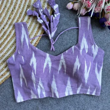 NEW ARRIVAL IKKAT COTTON DIGITAL PRINT WORK STITCHED BLOUSE LAVENDER