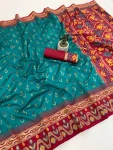 NEW ARRIVAL IKKAT SILK FLOWERS AND MINA & ZARI WEAVING BORDER WORK SAREE WITH UNSTITCHED BLOUSE FESTIVE WEAR WHOLESALE PRICE ETHNIC GARMENT (6)