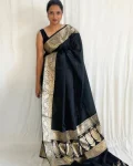 NEW ARRIVAL LICHI SILK RICH PALLU & JACQUARD WORK SAREE WITH UNSTITCHED BLOUSE BLACK