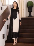 NEW ARRIVAL NATURAL CREPE THREAD & SEQUENCE WORK TOP BOTTOM WITH DUPATTA BLACK AND WHITE
