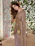 NEW ARRIVAL NET SEQUENCE WORK SAREE WITH UNSTITCHED BLOUSE PARTY WEAR WHOLESALE PRICE ETHNIC GARMENT (5)