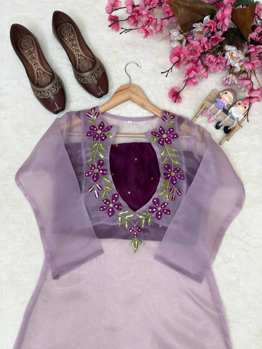 NEW ARRIVAL ORGANZA BEAUTIFUL THREAD & SEQUENCE EMBROIDERY WORK TOP BLOUSE WITH BOTTOM PARTY WEAR WHOLESALE PRICE ETHNIC GARMENT (8)