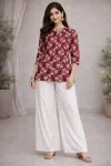 NEW ARRIVAL RAYON DIGITAL PRINT WORK TOP PALAZZO SET MAROON
