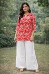 NEW ARRIVAL RAYON DIGITAL PRINT WORK TOP PALAZZO SET RED