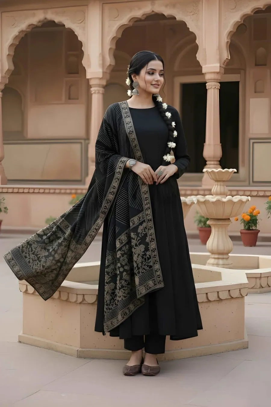 NEW ARRIVAL RAYON PLAIN GOWN BOTTOM WITH DIGITAL PRINTED DUPATTA FESTIVE WEAR WHOLESALE PRICE ETHNIC GARMENT (1)