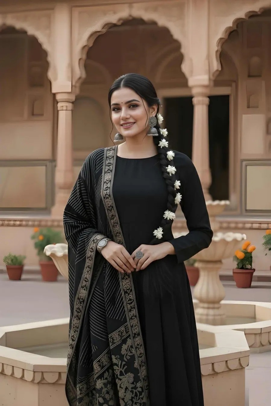 NEW ARRIVAL RAYON PLAIN GOWN BOTTOM WITH DIGITAL PRINTED DUPATTA FESTIVE WEAR WHOLESALE PRICE ETHNIC GARMENT (2)