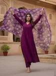 NEW ARRIVAL RAYON PLAIN TOP WITH DIGITAL PRINTED DUPATTA PURPLE