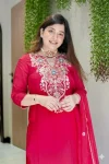NEW ARRIVAL SHIMMER SILK EMBROIDERY WORK TOP BOTTOM WITH DUPATTA FESTIVE WEAR WHOLESALE PRICE ETHNIC GARMENT (4)
