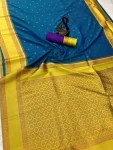 NEW ARRIVAL TWO TONE SILK ZARI MOTIFS WITH WOVEN CONTRAST ZARI PALLU AND BORDER WORK SAREE WITH UNSTITCHED BLOUSE FESTIVE WEAR WHOLESALE PRICE ETHNIC GARMMENT (42)
