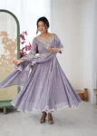 RICH LOOK BLOOMING FAUX EMBROIDERY RAINBOW SEQUENCE WITH MOTI WORK GOWN BOTTOM WITH DUPATTA FESTIVE WEAR WHOLESALE PRICE ETHNIC GARMENT (5)