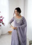 RICH LOOK BLOOMING FAUX EMBROIDERY RAINBOW SEQUENCE WITH MOTI WORK GOWN BOTTOM WITH DUPATTA FESTIVE WEAR WHOLESALE PRICE ETHNIC GARMENT (5)