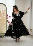 RICH LOOK BLOOMING FAUX EMBROIDERY RAINBOW SEQUENCE WITH MOTI WORK GOWN BOTTOM WITH DUPATTA WEDDING WEAR WHOLESALE PRICE ETHNIC GARMENT (3)