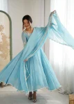 RICH LOOK BLOOMING FAUX EMBROIDERY RAINBOW SEQUENCE WITH MOTI WORK GOWN BOTTOM WITH DUPATTA WEDDING WEAR WHOLESALE PRICE ETHNIC GARMENT (2)