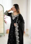 RICH LOOK BLOOMING FAUX EMBROIDERY RAINBOW SEQUENCE WITH MOTI WORK GOWN BOTTOM WITH DUPATTA WEDDING WEAR WHOLESALE PRICE ETHNIC GARMENT (3)