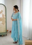 RICH LOOK BLOOMING FAUX EMBROIDERY RAINBOW SEQUENCE WITH MOTI WORK GOWN BOTTOM WITH DUPATTA WEDDING WEAR WHOLESALE PRICE ETHNIC GARMENT (2)